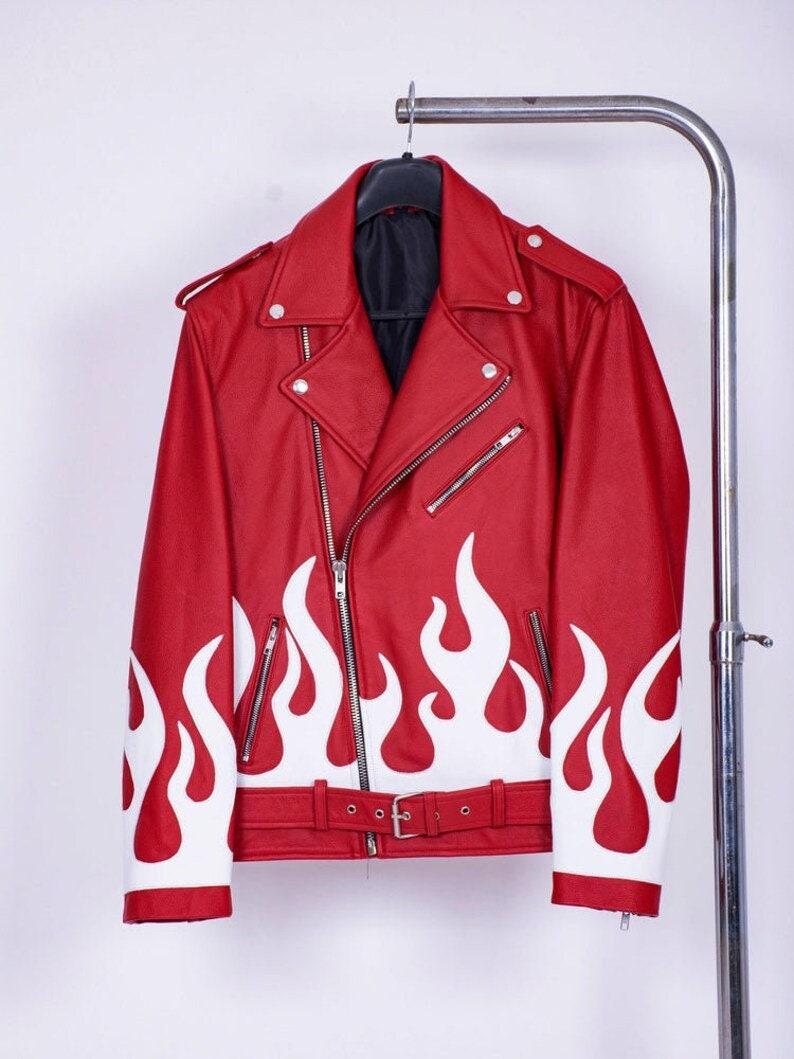 White Flame Leather Jacket for Women – Real Lambskin Moto Biker Style | Bold Streetwear Look